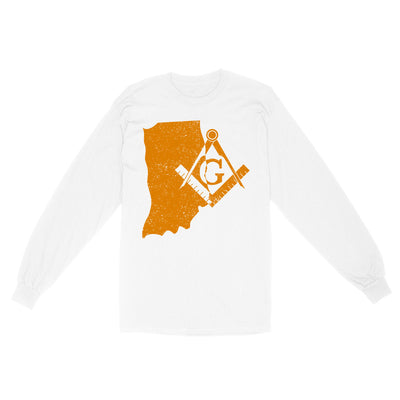 Indiana Freemason State Map Square & Compass Symbol - Long Sleeve