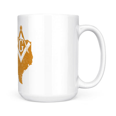 Texas square & compass freemason symbol state map - White Mug