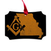 Missouri square & compass freemason symbol state map - Scalloped Wooden Maple Ornament