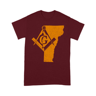 Vermont Freemason State Map Square & Compass Symbol - T Shirt