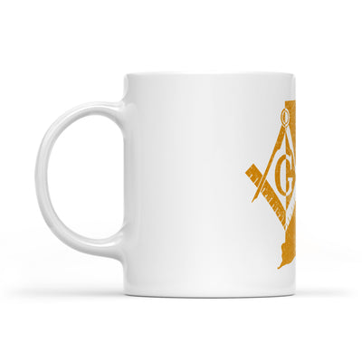 Rhode Island square & compass freemason symbol state map - White Mug