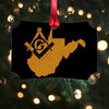 West Virginia square & compass freemason symbol state map - Scalloped Aluminum Ornament