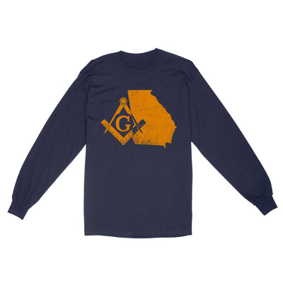 Georgia Freemason State Map Square & Compass Symbol - Long Sleeve