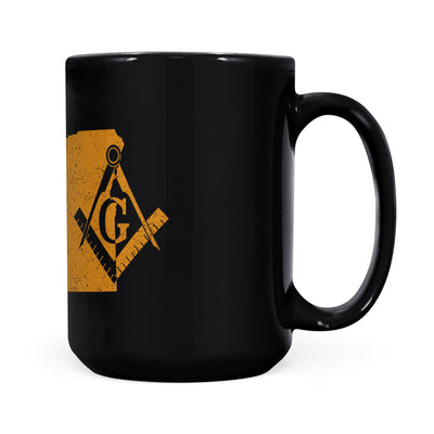 Oregon square & compass freemason symbol state map - Black Mug