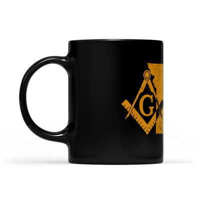 Missouri square & compass freemason symbol state map - Black Mug