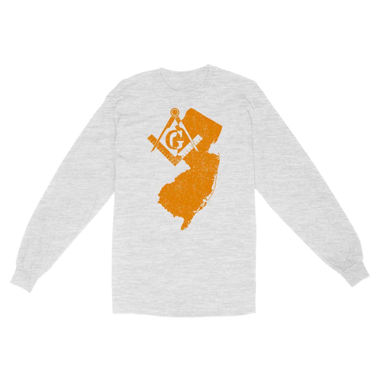 New Jersey Freemason State Map Square & Compass Symbol - Long Sleeve