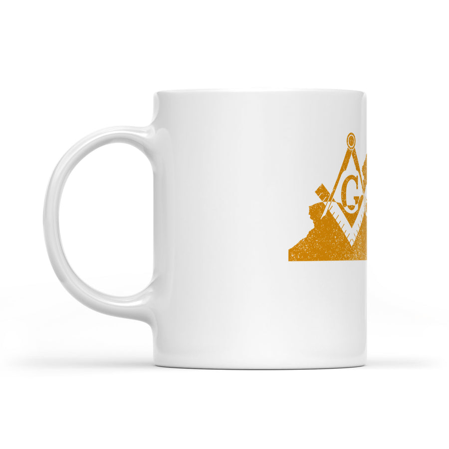 New York square & compass freemason symbol state map - White Mug