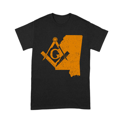 Mississippi Freemason State Map Square & Compass Symbol - T Shirt