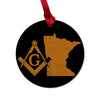 Minnesota square & compass freemason symbol state map - Round Wooden Maple Ornament