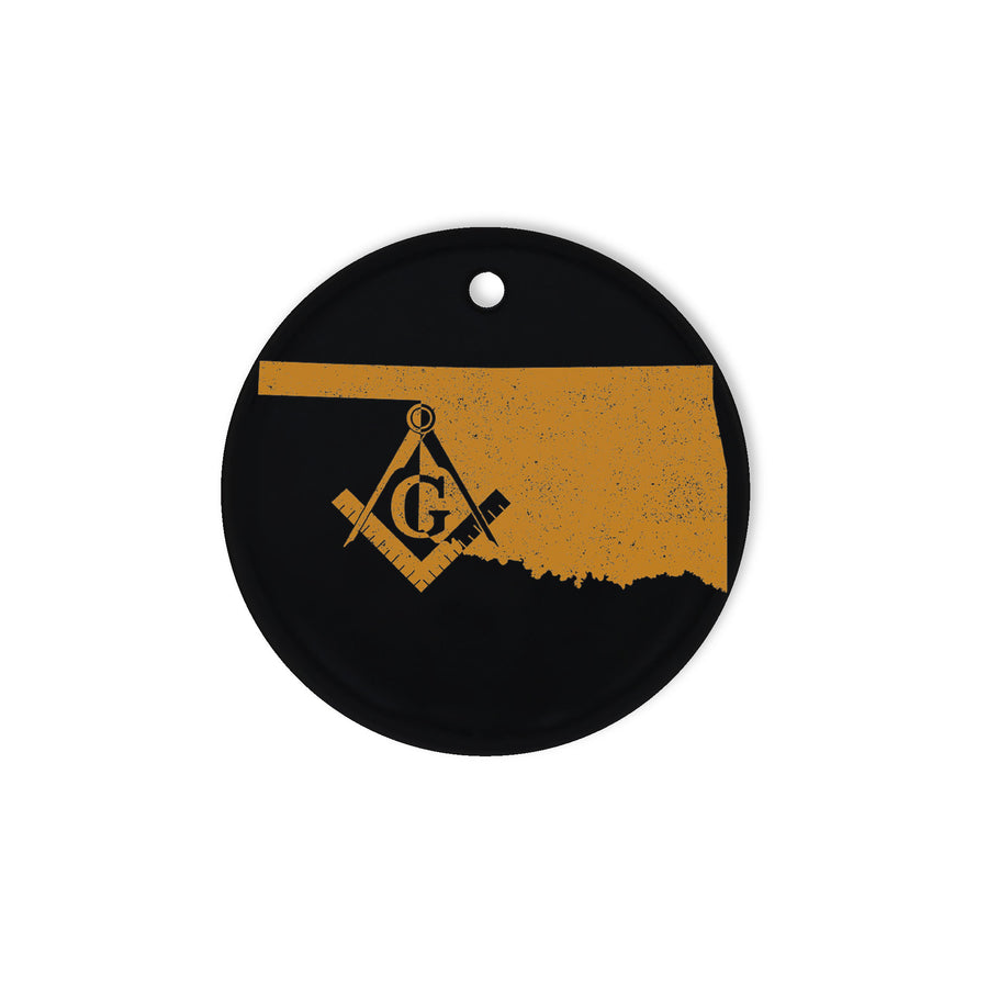 Oklahoma square & compass freemason symbol state map - Circle Ceramic Ornament