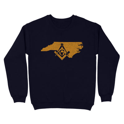 North Carolina Freemason State Map Square & Compass Symbol - Sweatshirt