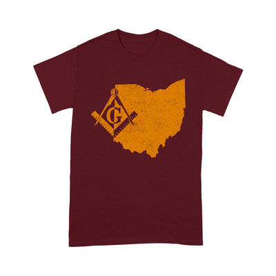 Ohio Freemason State Map Square & Compass Symbol - T Shirt