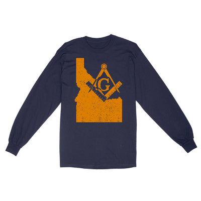 Idaho Freemason State Map Square & Compass Symbol - Long Sleeve