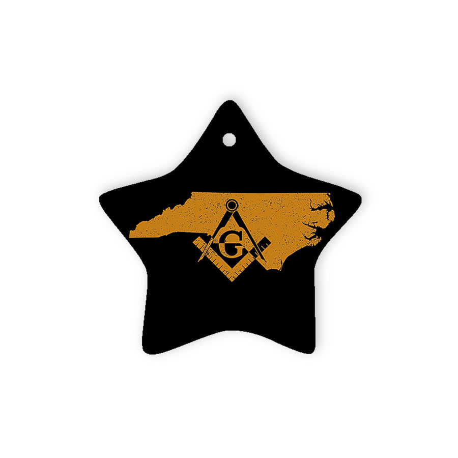 North Carolina square & compass freemason symbol state map - Star Ceramic Ornament (2 sided)