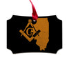Illinois square & compass freemason symbol state map - Scalloped Wooden Maple Ornament