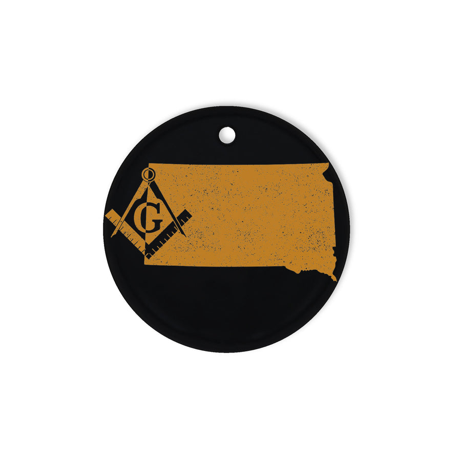 South Dakota square & compass freemason symbol state map - Circle Ceramic Ornament