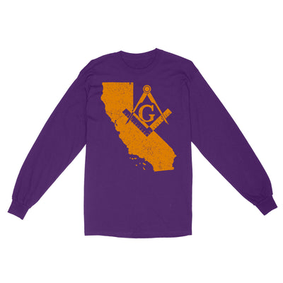 California Freemason State Map Square & Compass Symbol - Long Sleeve