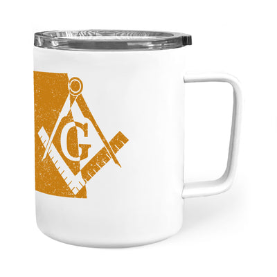 North Dakota square & compass freemason symbol state map - Insulated Mug