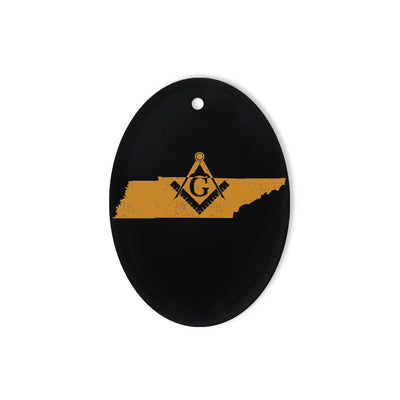 Tennessee square & compass freemason symbol state map - Oval Ceramic Ornament (2 sided)