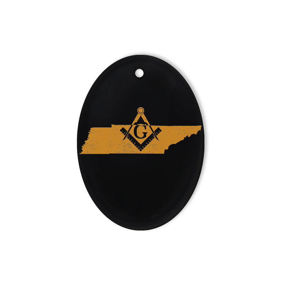 Tennessee square & compass freemason symbol state map - Oval Ceramic Ornament (2 sided)