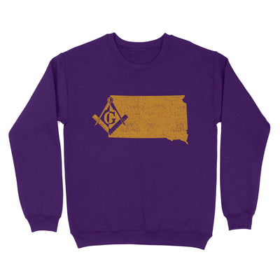 South Dakota Freemason State Map Square & Compass Symbol - Sweatshirt