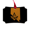 Nevada square & compass freemason symbol state map - Scalloped Wooden Maple Ornament