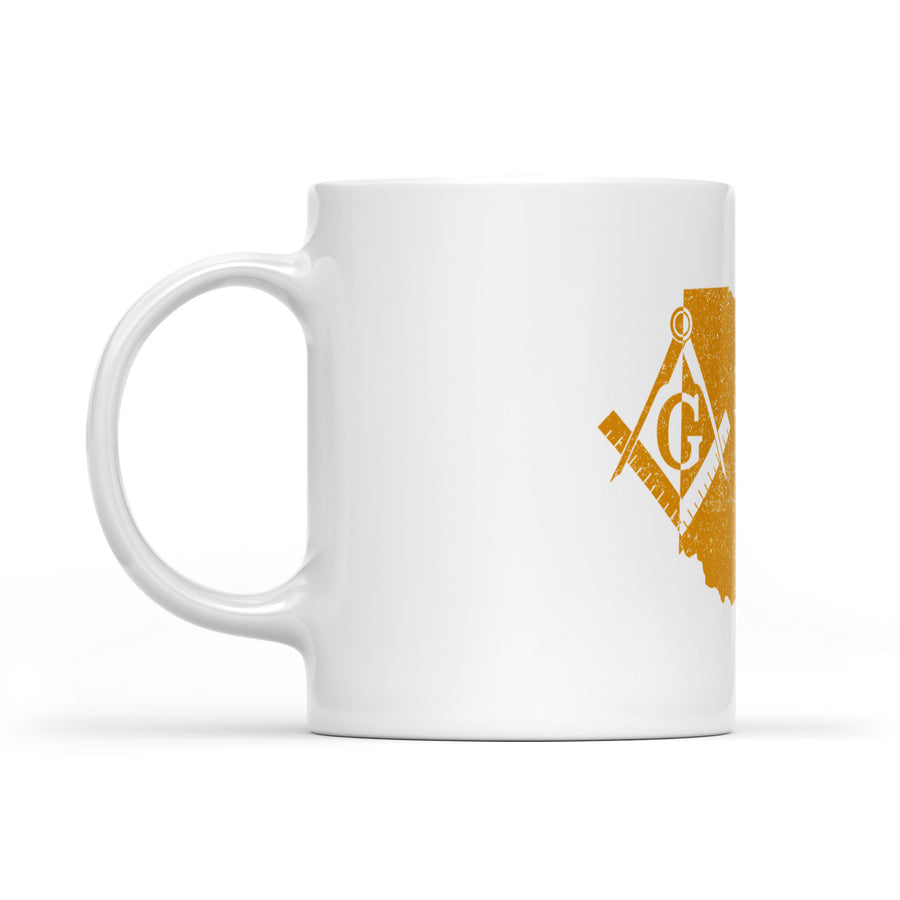 Ohio square & compass freemason symbol state map - White Mug