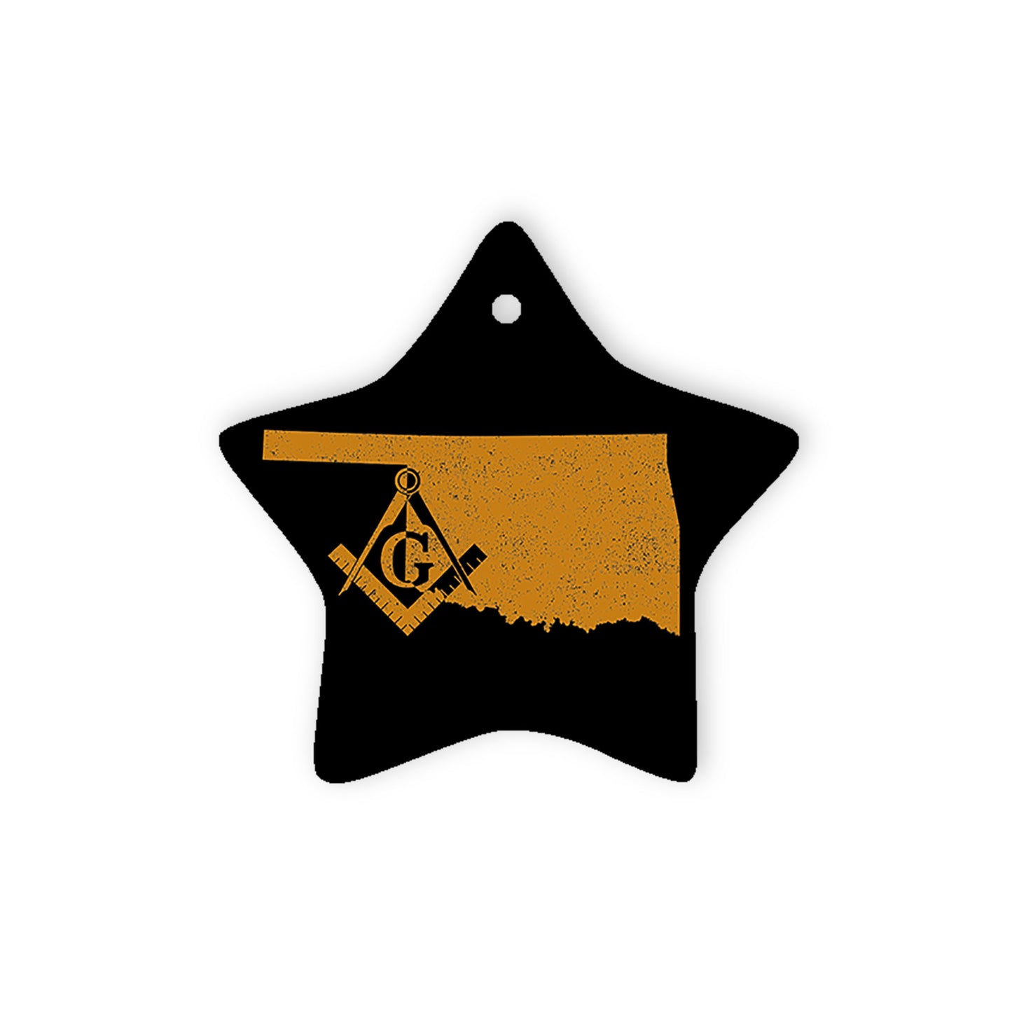 Oklahoma square & compass freemason symbol state map - Star Ceramic Ornament