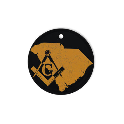 South Carolina square & compass freemason symbol state map - Circle Ceramic Ornament (2 sided)