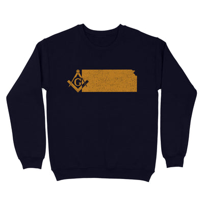 Kansas Freemason State Map Square & Compass Symbol - Sweatshirt