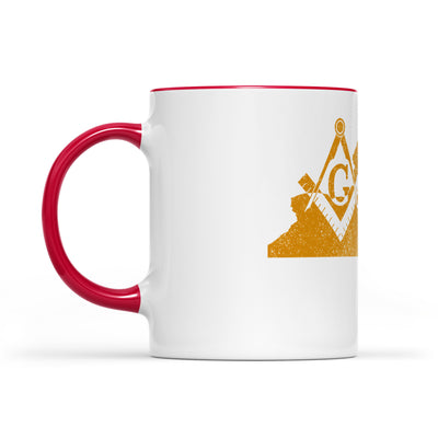 New York square & compass freemason symbol state map - Accent Mug