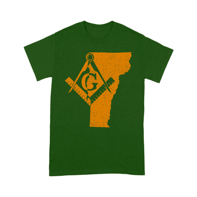 Vermont Freemason State Map Square & Compass Symbol - T Shirt