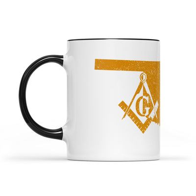 Oklahoma square & compass freemason symbol state map - Accent Mug