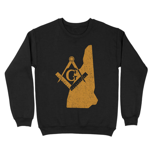 New Hampshire Freemason State Map Square & Compass Symbol - Sweatshirt