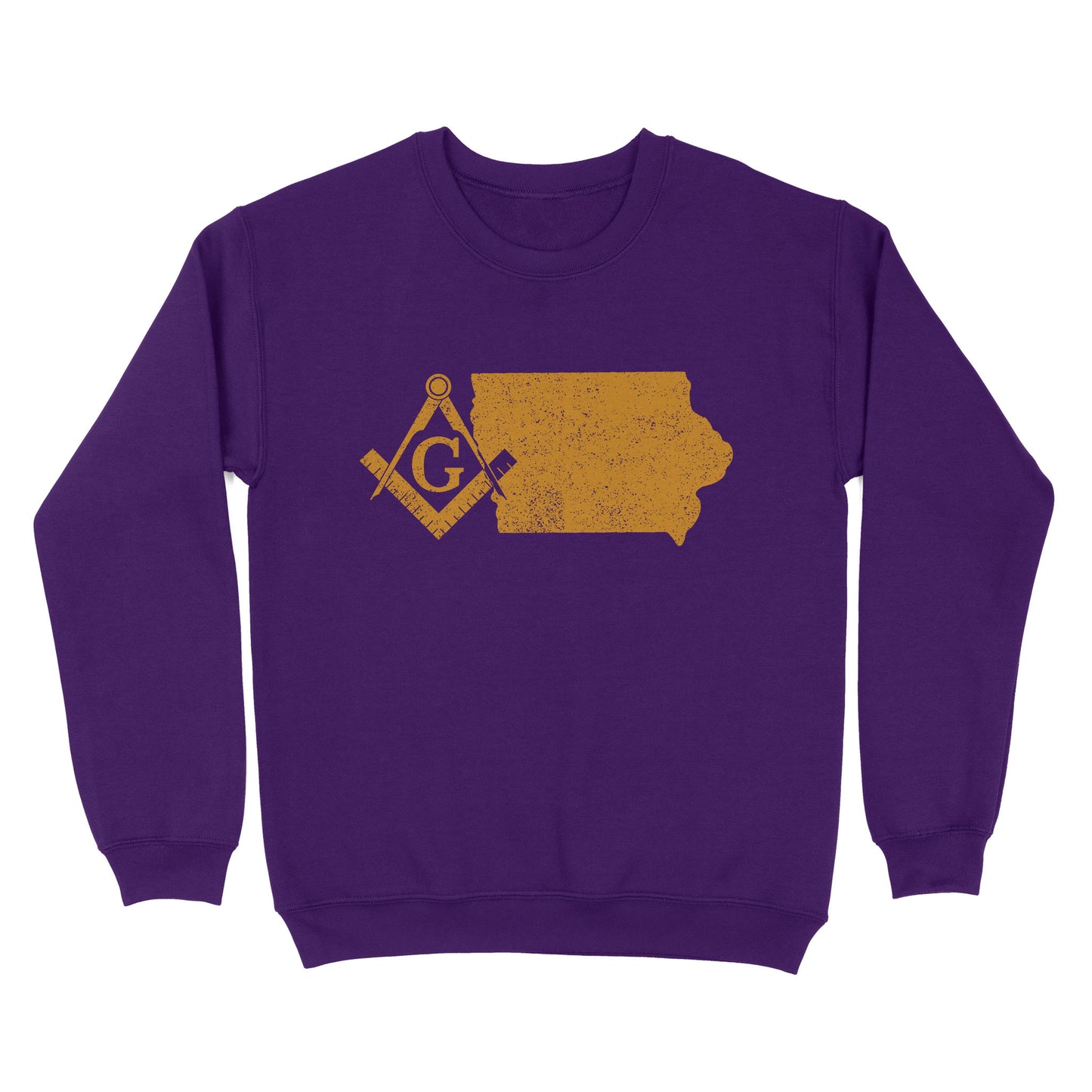 Iowa Freemason State Map Square & Compass Symbol - Sweatshirt