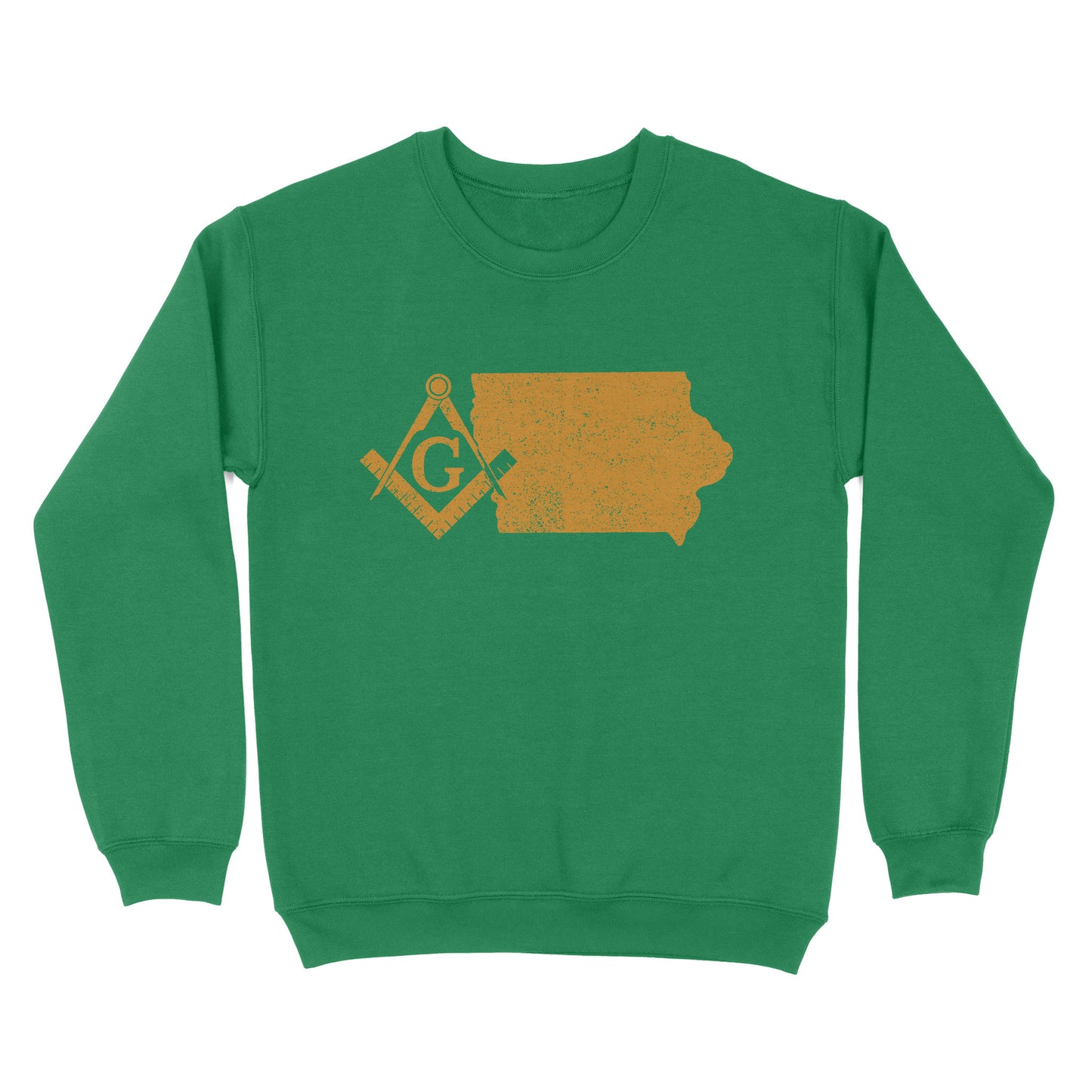 Iowa Freemason State Map Square & Compass Symbol - Sweatshirt