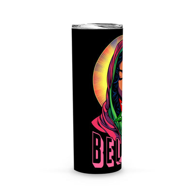 Pink Woman Pray Believe Faith Sister Lady Girl Breast Cancer Awareness - Skinny Tumbler - OES230720_03