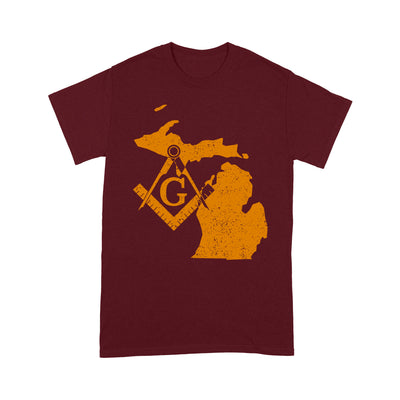 Michigan Freemason State Map Square & Compass Symbol - T Shirt