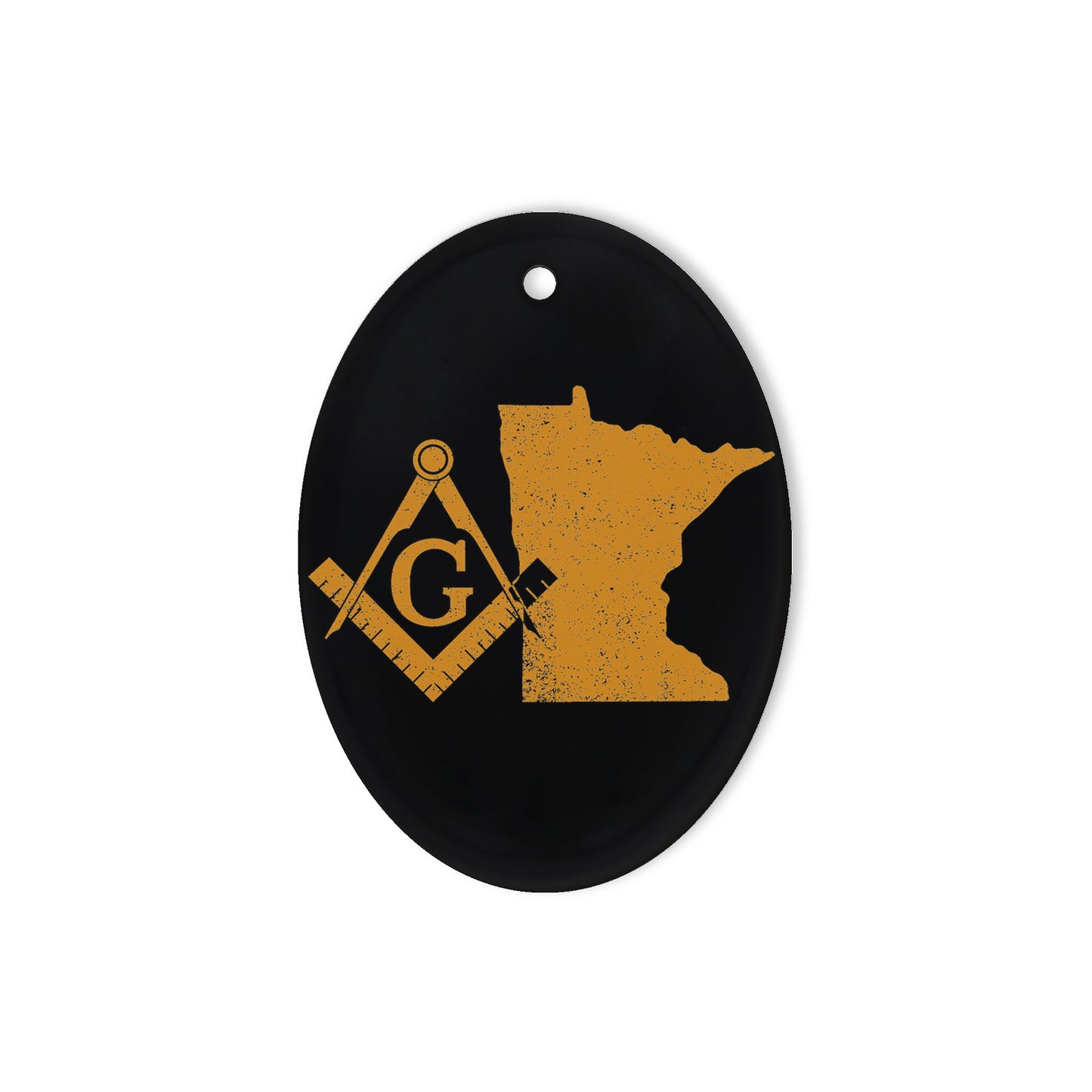 Minnesota square & compass freemason symbol state map - Oval Ceramic Ornament (2 sided)