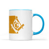 North Dakota square & compass freemason symbol state map - Accent Mug