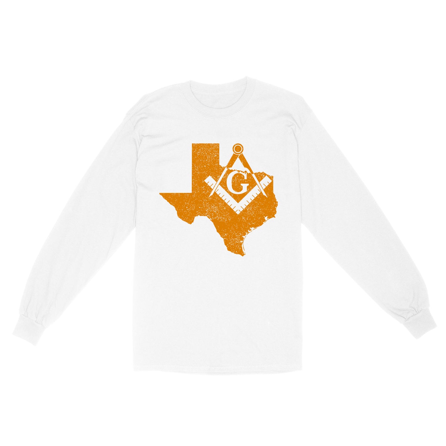 Texas Freemason State Map Square & Compass Symbol - Long Sleeve