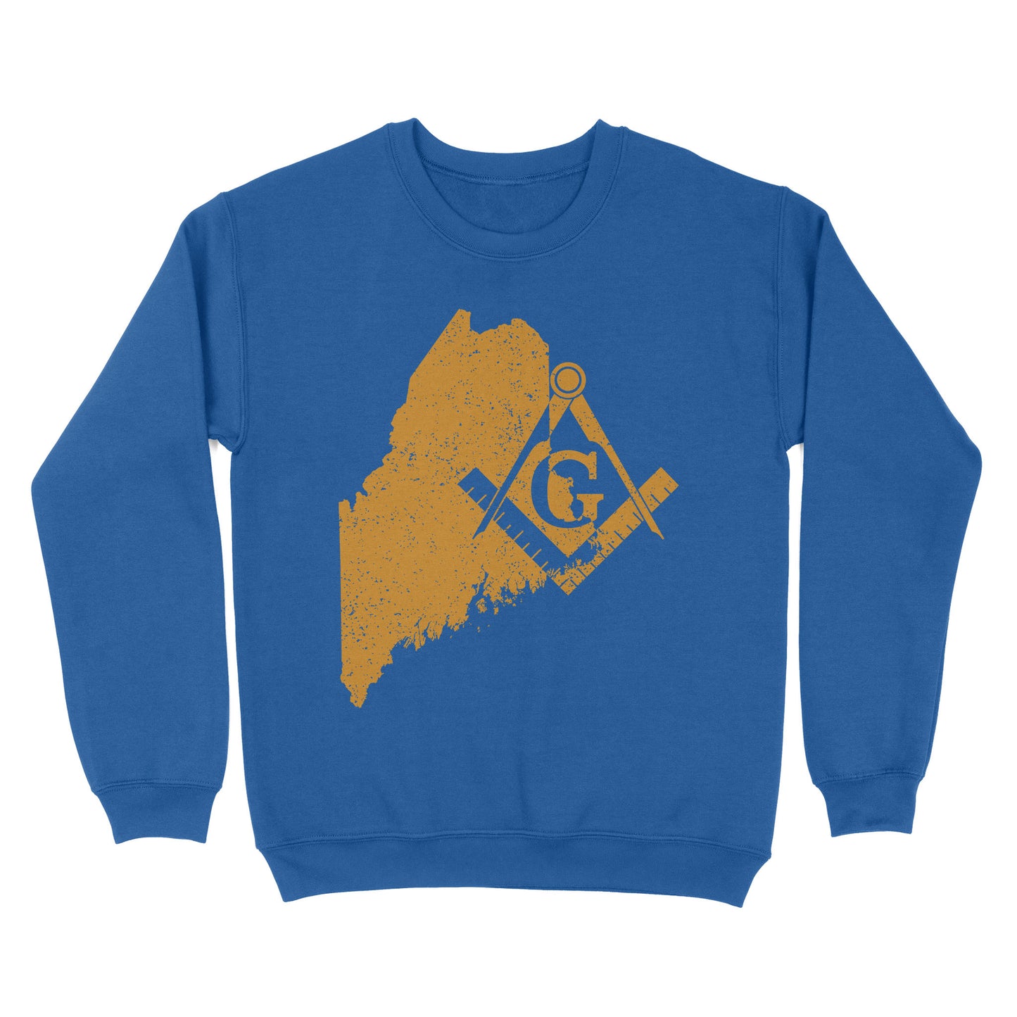 Maine Freemason State Map Square & Compass Symbol - Sweatshirt