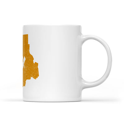 Rhode Island square & compass freemason symbol state map - White Mug