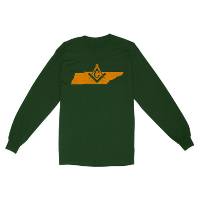 Tennessee Freemason State Map Square & Compass Symbol - Long Sleeve