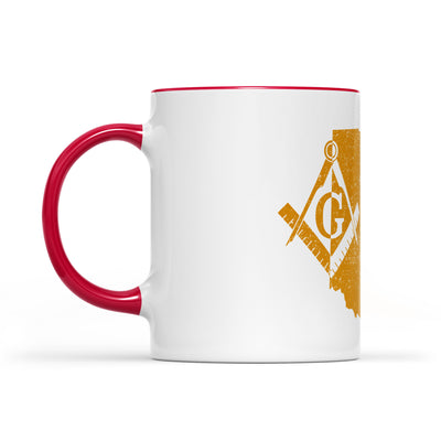 Ohio square & compass freemason symbol state map - Accent Mug