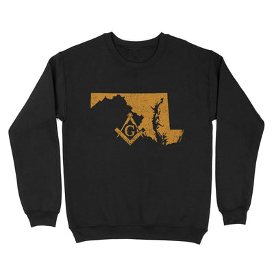 Maryland Freemason State Map Square & Compass Symbol - Sweatshirt