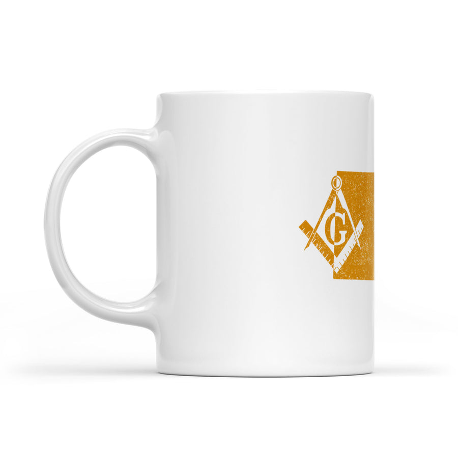 South Dakota square & compass freemason symbol state map - White Mug