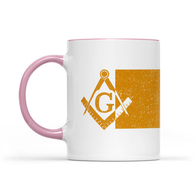 Kansas square & compass freemason symbol state map - Accent Mug