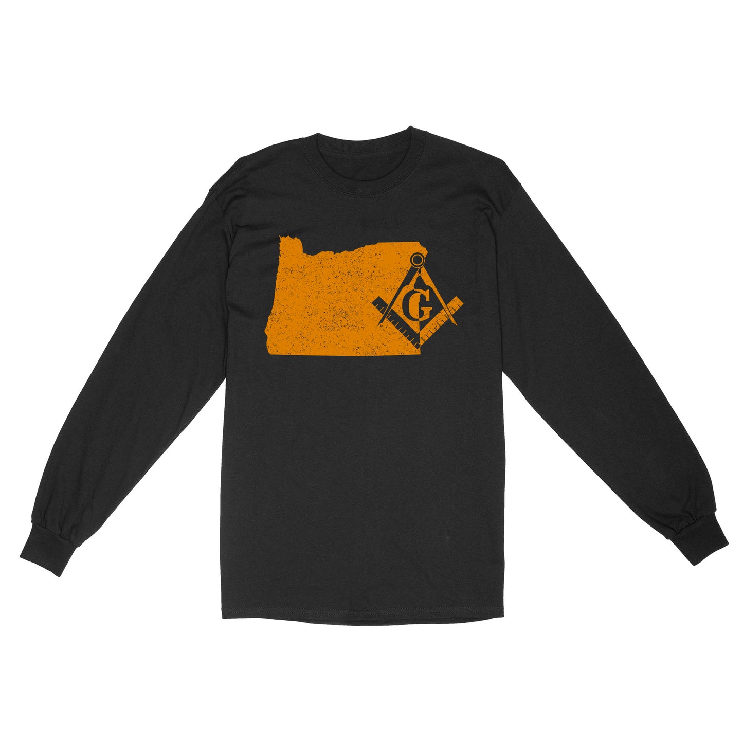 Oregon Freemason State Map Square & Compass Symbol - Long Sleeve