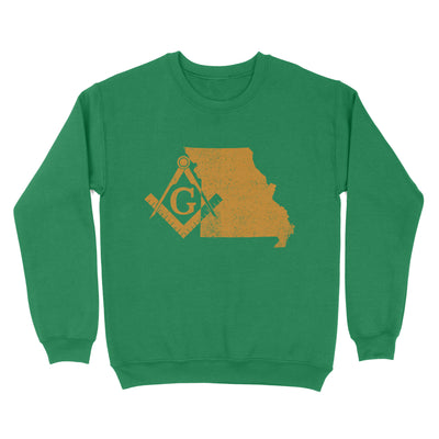 Missouri Freemason State Map Square & Compass Symbol - Sweatshirt